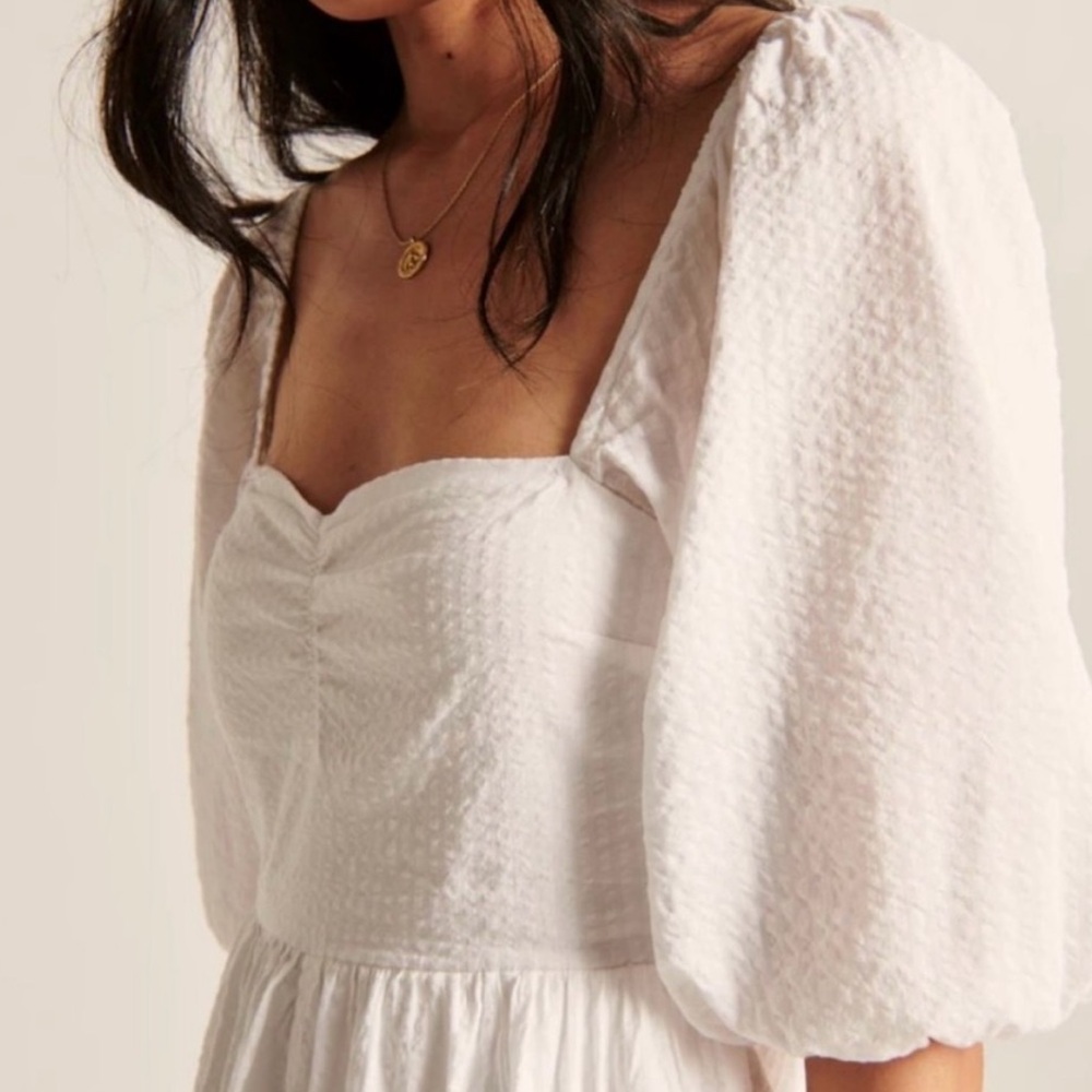 Abercrombie Puff Sleeve Babydoll Romper White XS - Picture 2 of 7